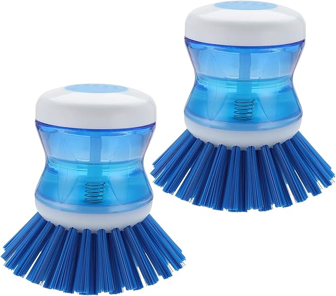 Dish Brush with Soap Dispenser, Stiff Bristles Dish Scrubber for Pots
